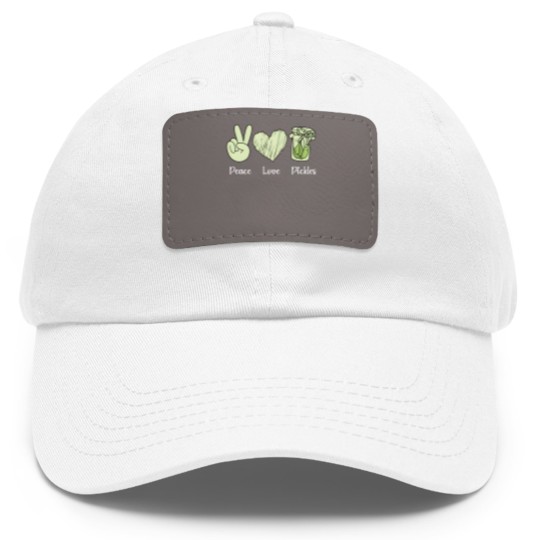 Discover Funny Pickle Dad Hat With Leather Patch, Peace Love Pickles Dad Hat With Leather Patch