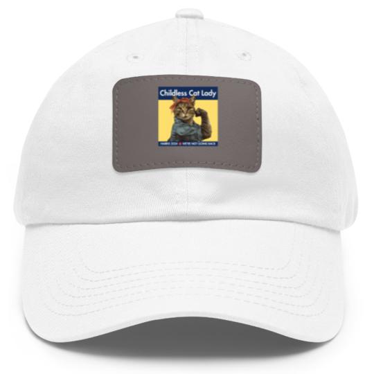 Discover Childless Cat Lady - kamala 2024 - Childless Cat Lady - Dad Hat With Leather Patch