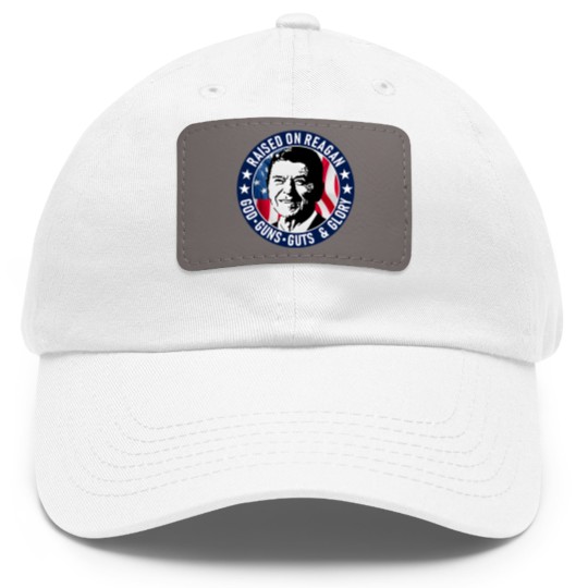 Discover Ronald Reagan Raised On Reagan Dad Hat With Leather Patch