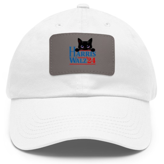 Discover Harris Walz Cat Lady  Harris tim walz Dad Hat With Leather Patch - 1 Dad Hat With Leather Patch