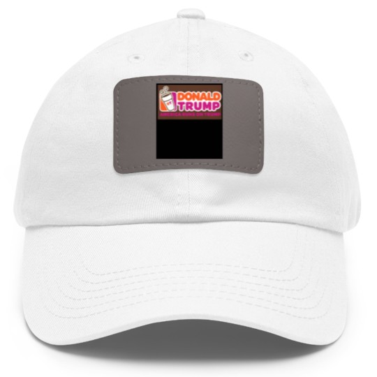 Discover America runs on Trump, Donald Trump Dad Hat With Leather Patch, Punny Dad Hat With Leather Patch, Dunkin, Coffee Dad Hat With Leather Patch