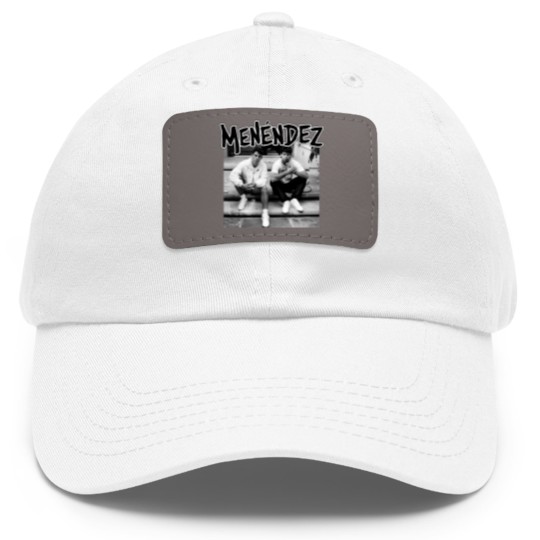 Discover MENENDEZ - out of step porch punk hardcore throwback true crime brothers Dad Hat With Leather Patch