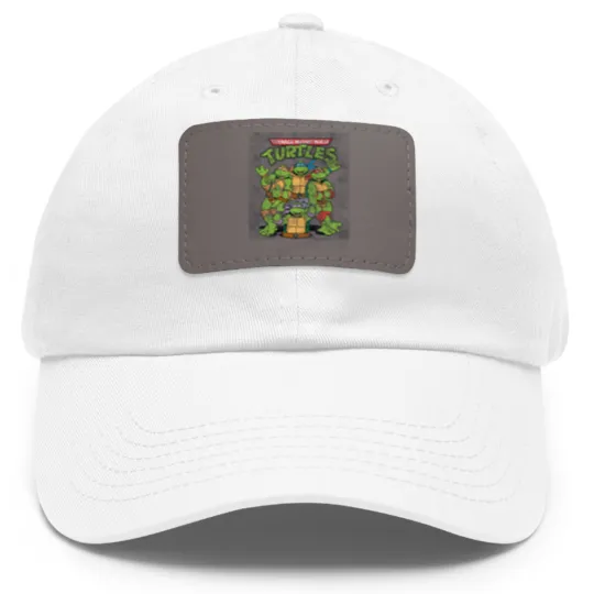Discover Teenage Mutant Ninja Turtles Classic Retro Logo Dad Hat With Leather Patch