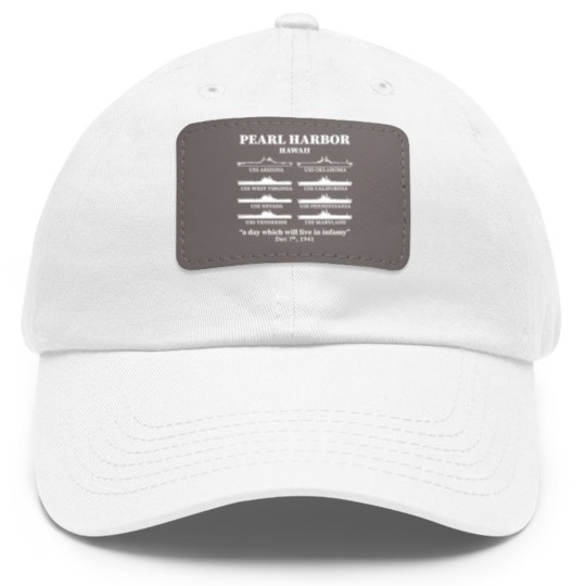 Discover Pearl Harbor Memorial Day Battleships USA Patrio Dad Hat With Leather Patch