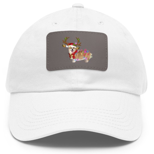 Discover Christmas Corgi Reindeer Dad Hat With Leather Patch, Santa's Hat Corgi Dad Hat With Leather Patch