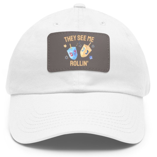 Discover They See Me Rollin, Hanukkah Dad Hat With Leather Patch
