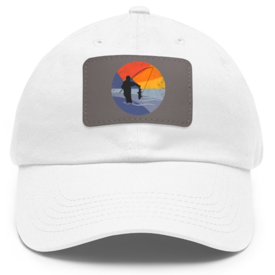 Discover Fishing fishing rod FISHING FISHERMAN lake fishing Dad Hat With Leather Patch