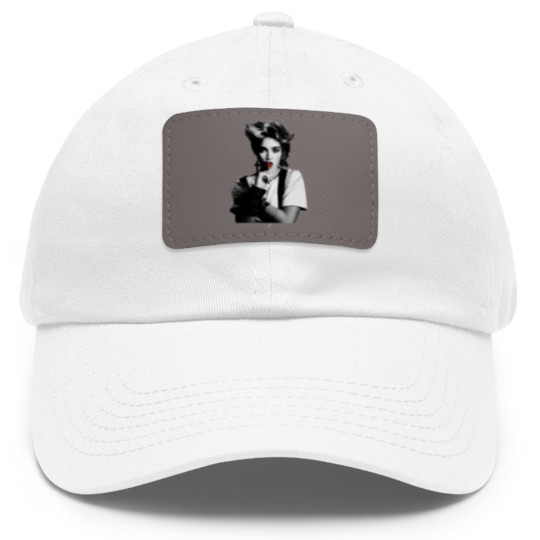 Discover Cool Madonna Lollipop Tour Cotton White Dad Hat With Leather Patch