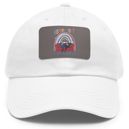 Discover History, Huh? Dad Hat With Leather Patch, Red White and Royal Blue