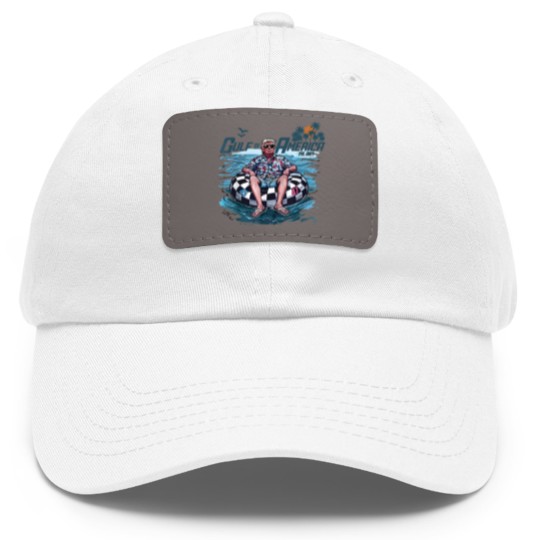 Discover Trump Dad Hat With Leather Patch Gulf Of Us America Est 2025 Dad Hat With Leather Patch