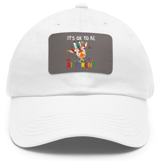 Discover Autism Awareness Cute Giraffe Animal It's Ok To Be Dad Hat With Leather Patch