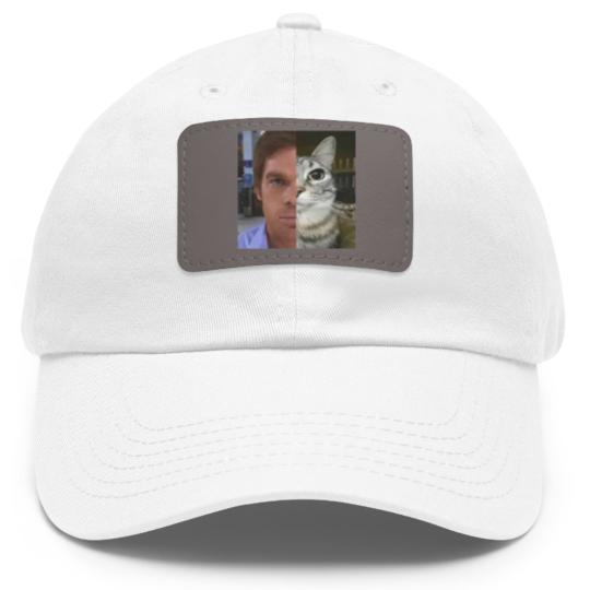 Discover Dext Morgan Dad Hat With Leather Patch, Funny Cat Meme Dad Hat With Leather Patch, Unisex Heavy Cotton Dad Hat With Leather Patch, Gift for Dexter Fans, TV Show Fan Dad Hat With Leather Patch