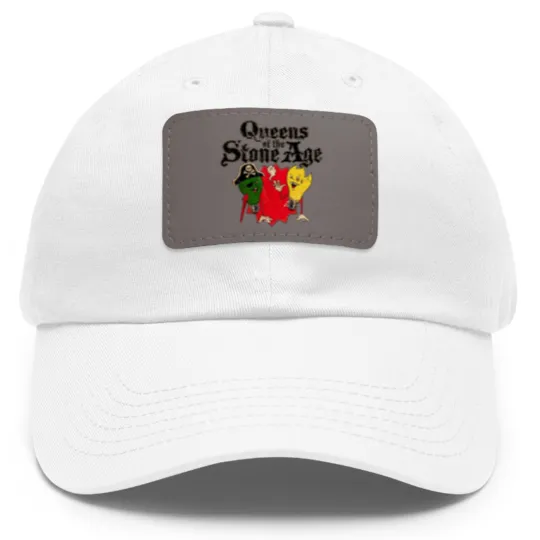 Discover Queens Of The Stone Age Dad Hat With Leather Patch, Queens Of The Stone Age Band Dad Hat With Leather Patch