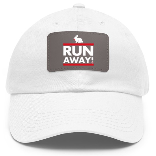 Discover Run Away! Dad Hat With Leather Patch, Monty Python, Spamalot Dad Hat With Leather Patch