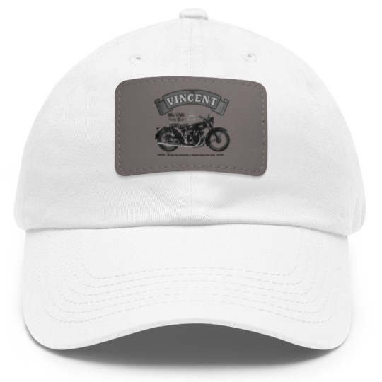 Discover Vincent Black Shadow Classic Motorcycle T Dad Hat With Leather Patch