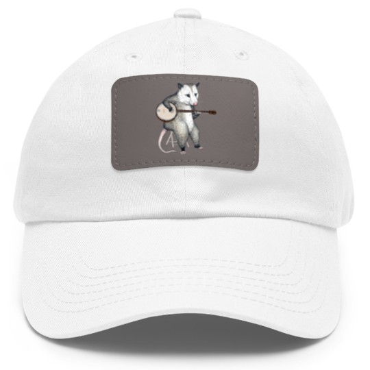 Discover Opossum Playing Banjo Guitar Possum Live Weird Trash Kitty Dad Hat With Leather Patch