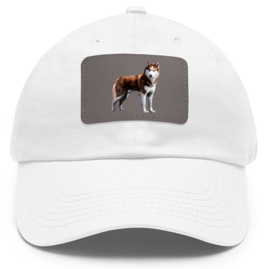 Discover Siberian Husky Red Husky Wolf Dog Dad Hat With Leather Patch
