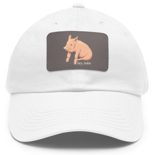 Discover Hey Babe Cute Pig Pun Dad Hat With Leather Patch