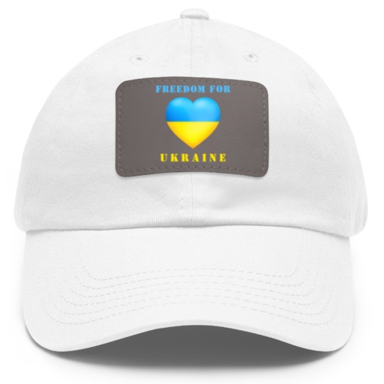 Discover Freedom For Ukraine Support  - Ukraine Flag Dad Hat With Leather Patch