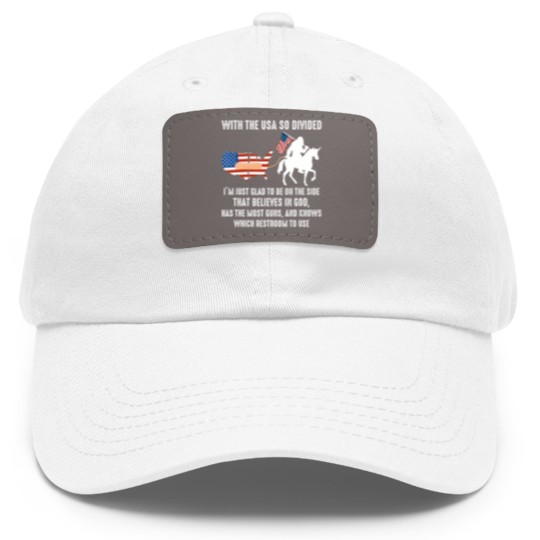 Discover with the usa so divided i'm just glad to be on the side Dad Hat With Leather Patch