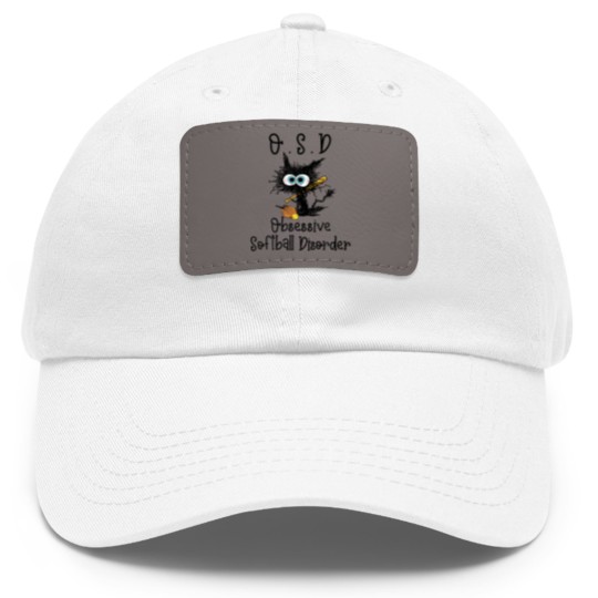 Discover Funny Black Cat Softball - O.S.D Obsessive Softbal Dad Hat With Leather Patch