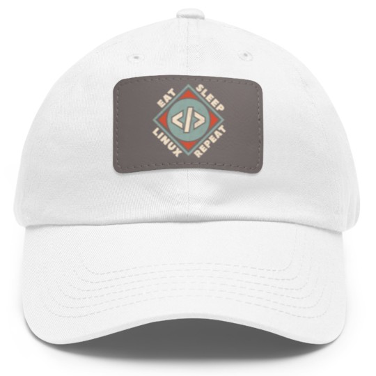 Discover Linux - Eat Sleep Linux Repeat Dad Hat With Leather Patch