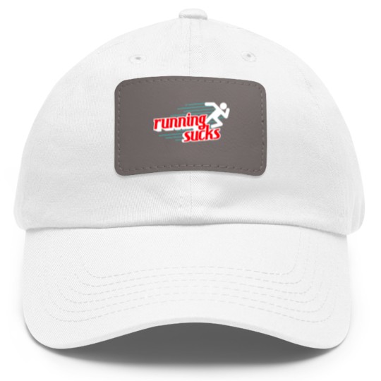Discover Running Sucks Dad Hat With Leather Patch
