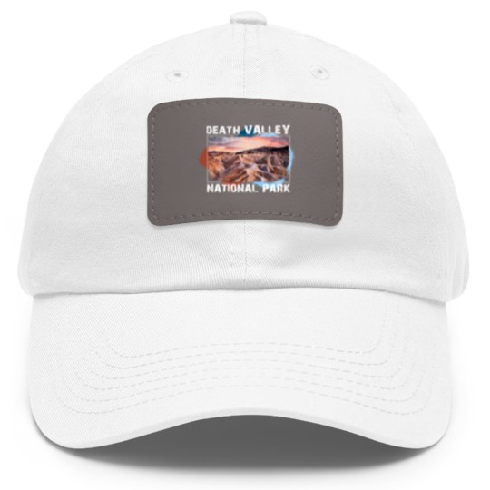 Discover Death Valley National Park Dad Hat With Leather Patch with Sunset Scene