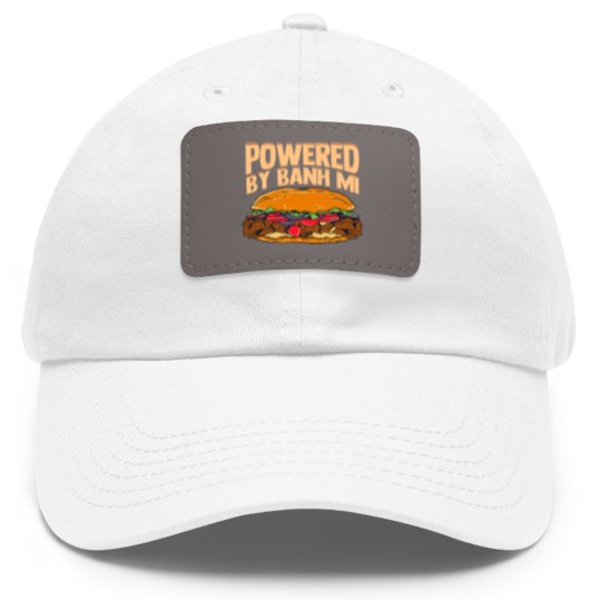 Discover Powered By Banh Mi Funny Vietnamese Food Gift Dad Hat With Leather Patch