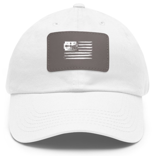 Discover USA flag Lines of coke cocaine and razor blade gig Dad Hat With Leather Patch