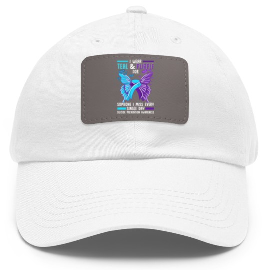 Discover Teal And Purple Ribbon Suicide Prevention Awarenes Dad Hat With Leather Patch