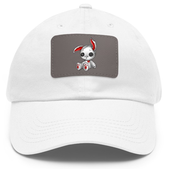 Discover Goth Bunny Cute Gothic White Bunny Dad Hat With Leather Patch