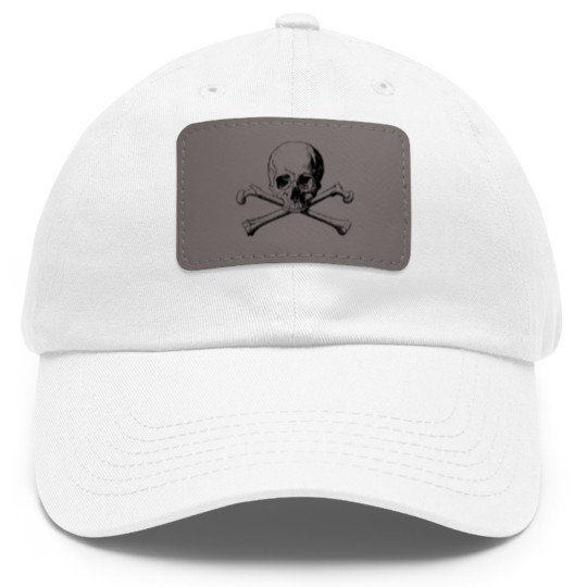 Discover Skull and cross bones Dad Hat With Leather Patch