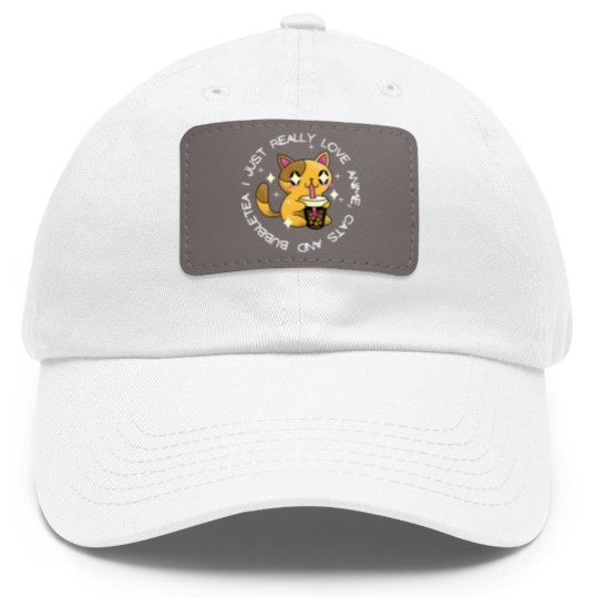 Discover Love Anime, Cats Dad Hat With Leather Patch