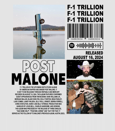 Discover Post Malone Digital Files, F-1 Trillion Album Vintage Digital Files