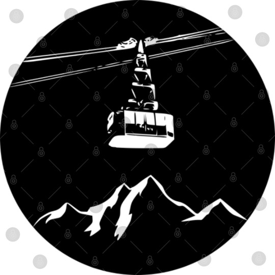 Discover Mountain with gondola white Digital Files