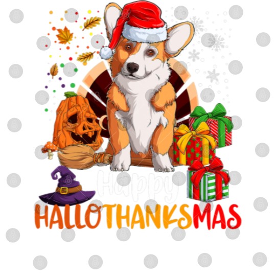 Discover Corgi Dog Happy Hallothanksmas Welsh Corgi Lover H Digital Files