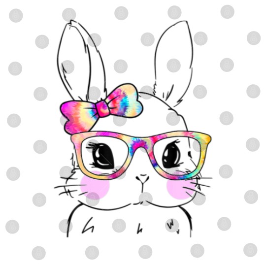Discover Cute Bunny Rabbit Face Tie Dye Glasses Girl Happy Digital Files