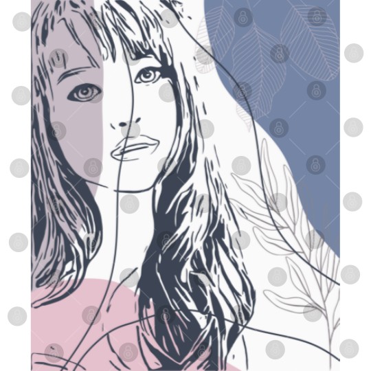 Discover Portrait sketch, tropical plants colorful shapes Digital Files