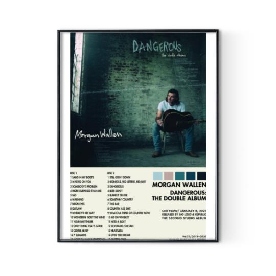 Discover Dangerous - The Double Album, Wallen Western Tracklist Album Cover Poster Digital Posters Print