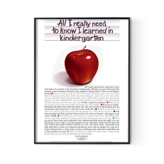 Discover Everything All I Really Need To Know I Learned In Kindergarten Premium Matte Vertical Poster Digital Posters Print