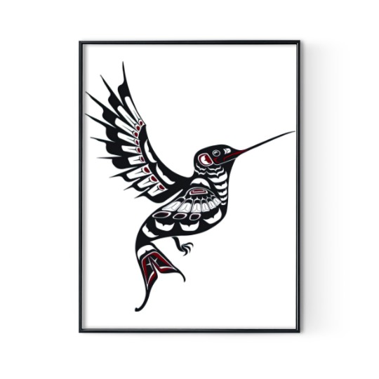 Discover Pacific Northwest Hummingbird native american salish formline art colibrí Premium Matte Vertical Poster Digital Posters Print