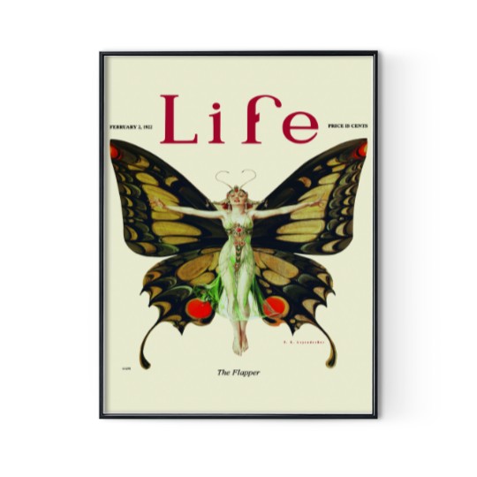 Discover Life Magazine Flapper Print - Butterfly Lady - Poster  - Bohemian Digital Posters Print