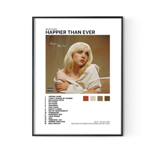 Discover HAPPIER THAN EVER Poster - Billie Eilish Album Cover Poster Digital Posters Print