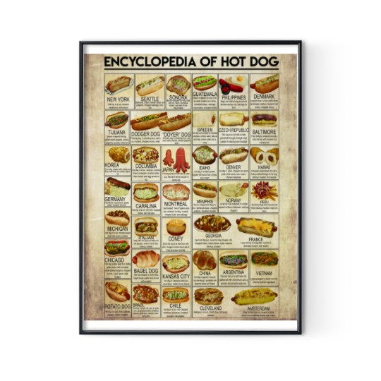 Discover Encyclopedia Of Hot Dog Poster Premium Matte Vertical Poster Digital Posters Print