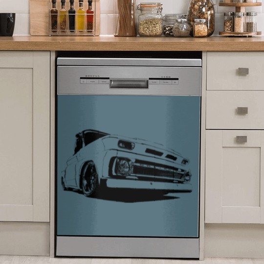 Discover 1965 Chevy C-10 Pickup - stylized monochrome - C 10 - Dish Washer Covers