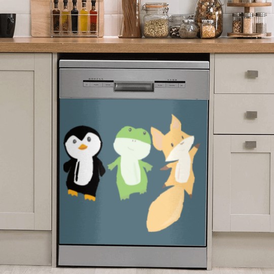 Discover Penguin frog fox cute animals for kids animal fun Dish Washer Covers