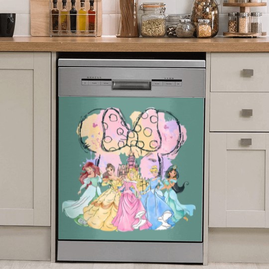 Discover Vintage Disneyyy Princess Squad Dish Washer Covers, Watercolor Castle Dish Washer Covers