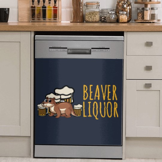 Discover Funny Beaver Liquor Animal Pun Beer Lover Drinking Dish Washer Covers