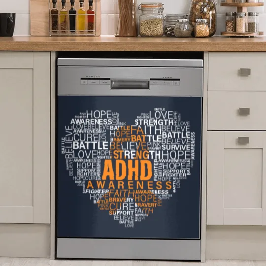 Discover ADHD awareness words cloud heart support proud ADHD warrior Dish Washer Covers